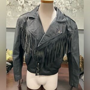 MENS VINTAGE CHIA FRINGE LEATHER JACKET‎
